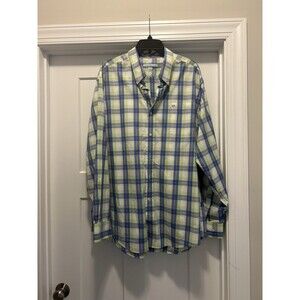 Southern Tide Men's Size 2X Classic Fit Green Checked  Plaid Long Sleeve Shirt